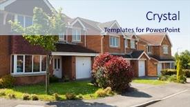  Presentation with english research - Theme with house sale - english street background and a sky blue colored foreground