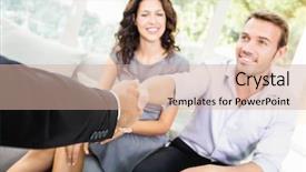  Presentation with buying a house - Presentation theme featuring house shaking hands with estate background and a soft green colored foreground