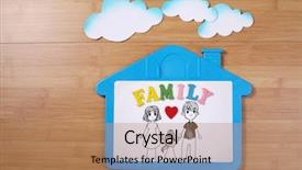  Presentation with shape - Amazing theme having house shape whiteboard with family backdrop and a coral colored foreground