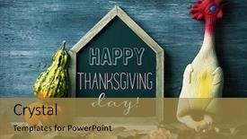  Presentation with happy thanksgiving - Slide set consisting of house-shaped blackboard background and a gold colored foreground