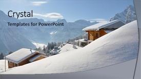  Presentation with skiing - Colorful theme enhanced with house snow mountain - braunwald famous swiss skiing resort backdrop and a light blue colored foreground