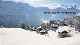  Presentation with skiing - Audience pleasing PPT theme consisting of house snow mountain - braunwald famous swiss skiing resort backdrop and a light blue colored foreground