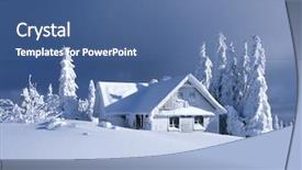  Presentation with house snow mountain - Audience pleasing theme consisting of house snow mountain - cottage in winter orlicke hory backdrop and a ocean colored foreground