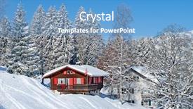  Presentation with house snow mountain - PPT layouts consisting of house snow mountain - winter in the swiss alps background and a  colored foreground