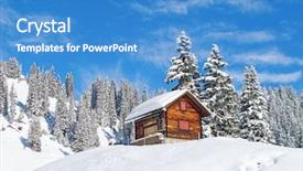  Presentation with house snow mountain - Theme consisting of house snow mountain - winter in the swiss alps background and a  colored foreground