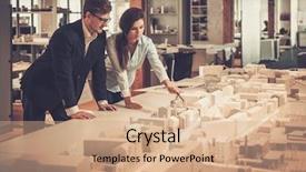  Presentation with team working together - PPT theme featuring house strategy - confident team of engineers working background and a coral colored foreground