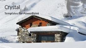  Presentation with snow mountain - Amazing slide set having house sun - mountain ski resort with snow backdrop and a  colored foreground