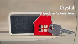  Presentation with real estate - Slide set featuring house symbol with silver keys background and a  colored foreground