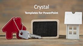  Presentation with real estate - PPT theme enhanced with house symbol with silver keys background and a  colored foreground