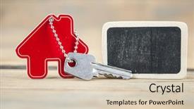  Presentation with real estate - PPT layouts with house symbol with silver keys background and a  colored foreground