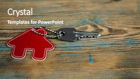  Presentation with real estate - Theme having house symbol with silver keys background and a  colored foreground