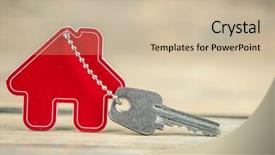  Presentation with real estate - Slide deck featuring house symbol with silver keys background and a  colored foreground