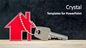  Presentation with real estate - Amazing slide deck having house symbol with silver keys backdrop and a  colored foreground