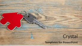  Presentation with real estate - PPT theme consisting of house symbol with silver keys background and a  colored foreground
