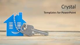  Presentation with real estate - Beautiful PPT layouts featuring house symbol with silver keys backdrop and a  colored foreground