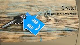  Presentation with real estate - Slide deck with house symbol with silver keys background and a  colored foreground