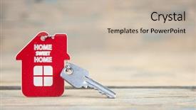  Presentation with house key - PPT theme featuring house symbol with silver keys background and a  colored foreground