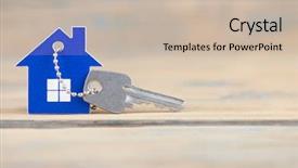  Presentation with real estate - Colorful slide set enhanced with house symbol with silver keys backdrop and a  colored foreground