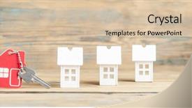  Presentation with real estate - Slide deck having house symbol with silver keys background and a  colored foreground