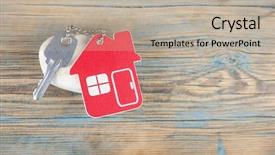  Presentation with real estate - Audience pleasing PPT theme consisting of house symbol with silver keys backdrop and a  colored foreground
