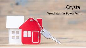 Presentation with real estate - Amazing slide set having house symbol with silver keys backdrop and a mint green colored foreground