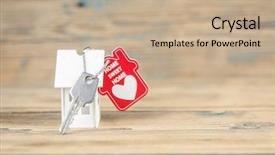  Presentation with real estate - Beautiful PPT theme featuring house symbol with silver keys backdrop and a  colored foreground