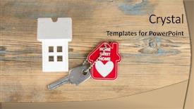  Presentation with house key - Slide set with house symbol with silver keys background and a  colored foreground
