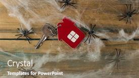  Presentation with spider web - PPT layouts with house-symbol-with-silver-keys background and a coral colored foreground