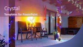  Presentation with illuminated - Presentation theme consisting of house-terrace-illuminated-by-christmas background and a violet colored foreground