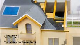  Presentation with thermal insulation - Audience pleasing PPT theme consisting of house thermal insulation of roof backdrop and a coral colored foreground