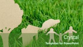  Presentation with eco green car - Presentation theme consisting of house tree and car background and a forest green colored foreground