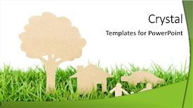  Presentation with eco green car - Presentation theme having house tree and car background and a white colored foreground