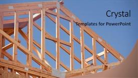  Presentation with new home - Theme enhanced with house truss - abstract of new home construction background and a teal colored foreground
