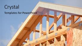  Presentation with new home - PPT layouts with house truss - abstract of new home construction background and a light blue colored foreground