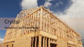  Presentation with abstract 3d construction - Audience pleasing theme consisting of house truss - abstract of wood home framing backdrop and a coral colored foreground