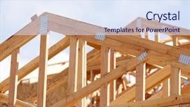  Presentation with construction site construction - Theme enhanced with house truss - abstract of wood home framing background and a sky blue colored foreground