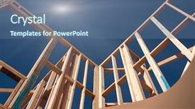  Presentation with clear - Cool new presentation design with house truss - new construction framing abstract backdrop and a ocean colored foreground