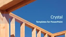  Presentation with new home - Audience pleasing slides consisting of house truss - new residential home construction framing backdrop and a ocean colored foreground