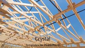  Presentation with construction site construction - Slide set with house truss - wood home framing abstract background and a coral colored foreground