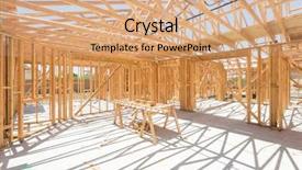  Presentation with construction site construction - Slide set enhanced with house truss - wood home framing abstract background and a coral colored foreground