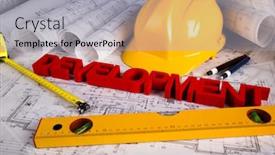  Presentation with under construction - Beautiful presentation theme featuring house-under-construction-blueprints backdrop and a light gray colored foreground