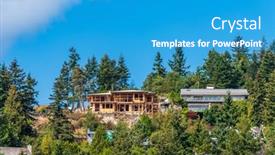  Presentation with under construction - PPT theme enhanced with house-under-construction-the-site background and a teal colored foreground