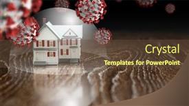  Presentation with molecules - Slide set featuring house-under-protective-dome-surrounded background and a tawny brown colored foreground