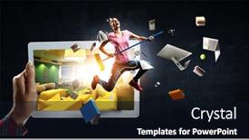  Presentation with singer - Presentation with house-wife-with-mop background and a wine colored foreground