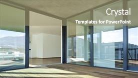  Presentation with veranda - Cool new slide set with house window - beautiful new apartment view backdrop and a coral colored foreground