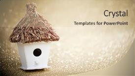  Presentation with thatch roof - Presentation featuring house with a thatched roof background and a lemonade colored foreground