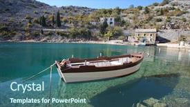  Presentation with house boat - Colorful slide deck enhanced with house with a wooden boat backdrop and a ocean colored foreground