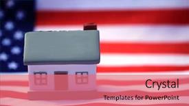  Presentation with grave marker american flag - Colorful PPT theme enhanced with house with american flag american backdrop and a coral colored foreground