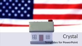  Presentation with united states flag - Presentation having house with american flag american background and a light blue colored foreground