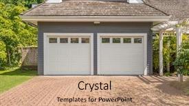  Presentation with luxury house - Slide deck having house with double garage door background and a coral colored foreground